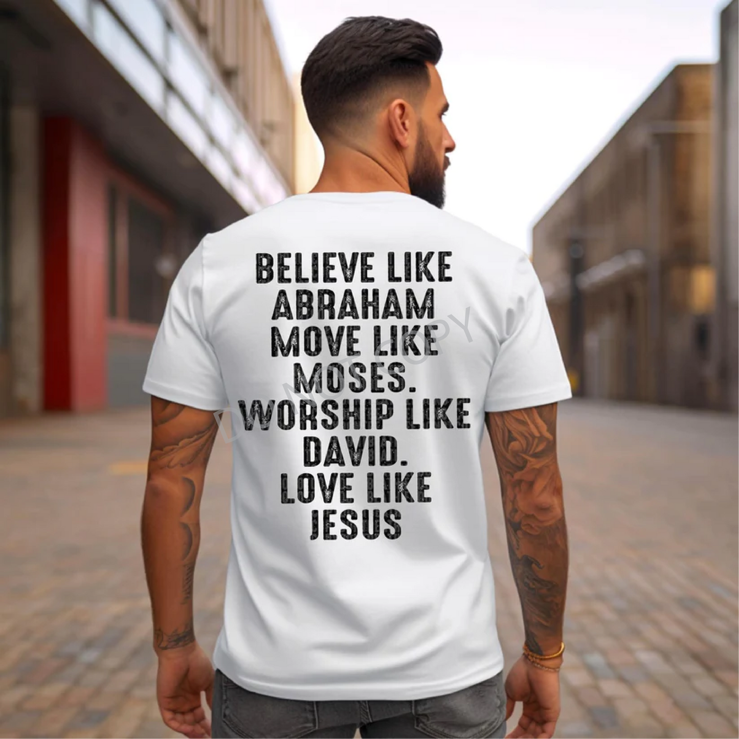 Believe Like Abraham-Black Font-Front & Back-Tee